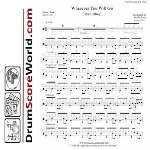 Calling (The) - Wherever You Will Go - Drum Sheet